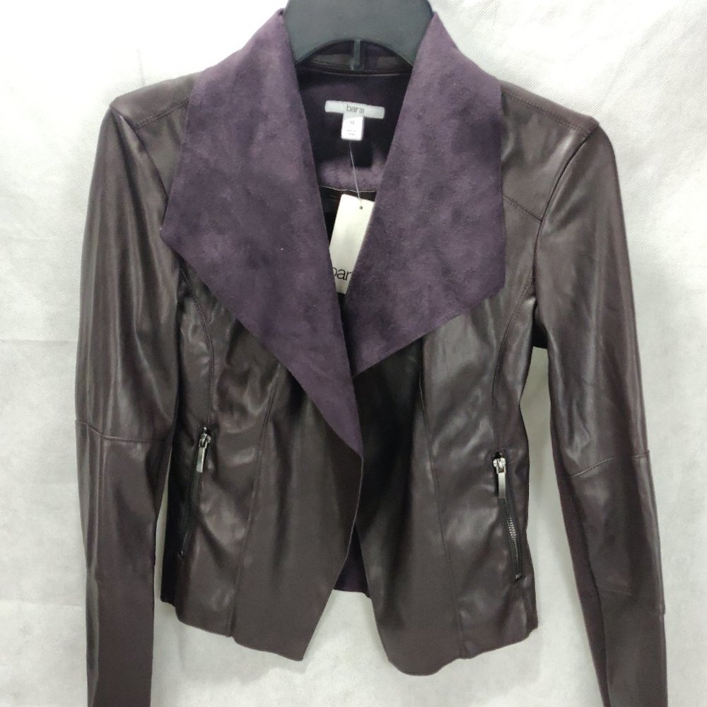 NWT Bar III Flyaway Faux-Leather Jacket XS - Picture 2 of 11